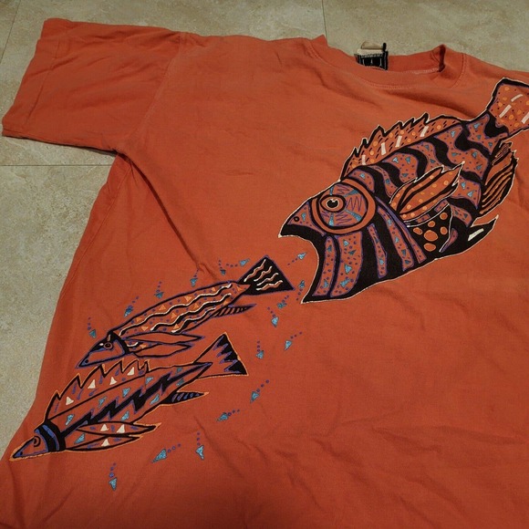 VTG 90s Fish Mens Adult Size M Medium Single Stitch Colorful Graphic T Shirt - Picture 2 of 9